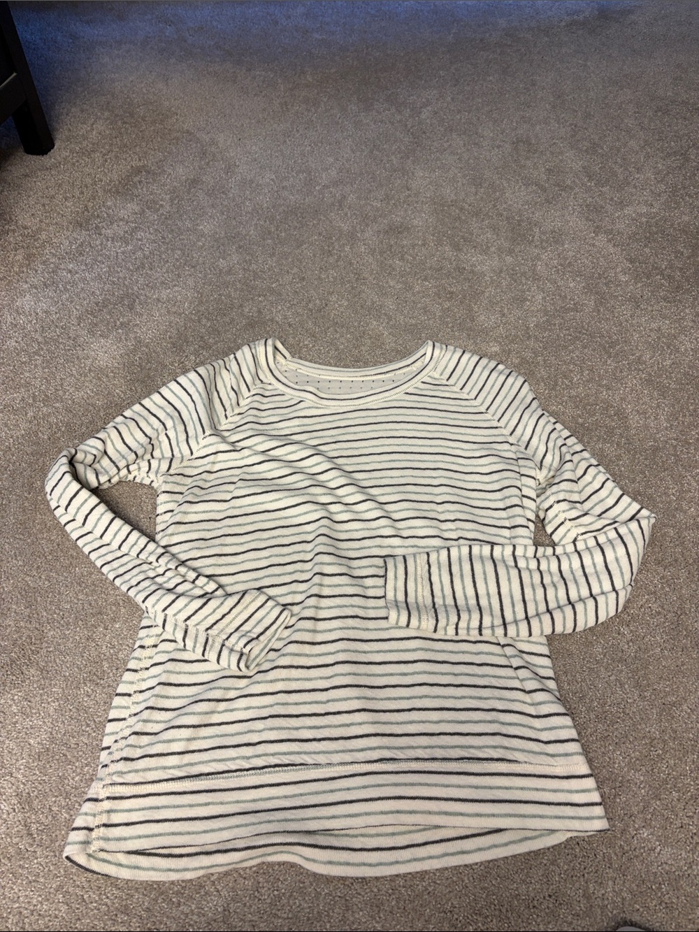 Marine Layer gray/green stripe reversible crewneck